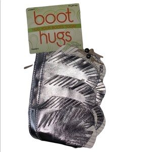 NWT Boot Hugs Metallic Faux Leather Leaves